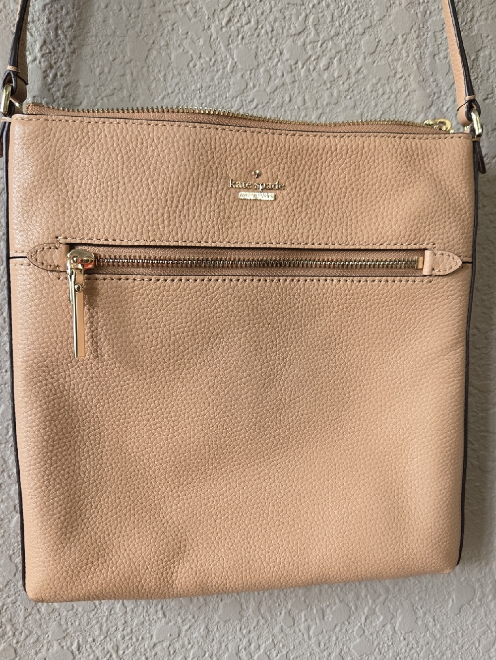 kate spade Pebbled Leather Crossbody in Nude Tan